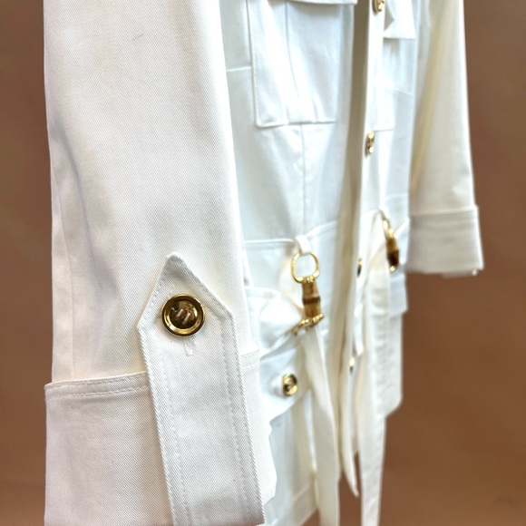 Milly of New York White Blazer w/ Bamboo & Gold Accents - Size 4 - Picture 5 of 9